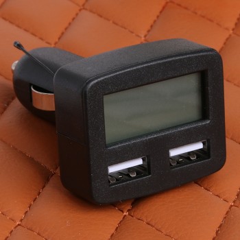Alloet Dual USB 5 in 1 Car Phone Charger 3A DC 5V Car Phone USB Charger With LCD Display Temperature Voltage Current Meter
