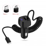 5V/2.1A Dual Port USB Car Charger Phone Car Charger With Micro Type C USB Cable For Samsung S9 S8 Plus /Huawei