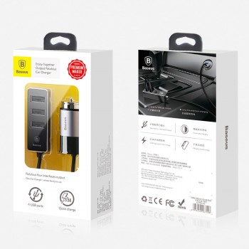 Baseus 4 USB Fast Car Charger For iPhone iPad Samsung Tablet Mobile Phone Charger 5V 5.5A Car USB Charger Car-Charger