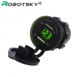 5v 2.1A 12V Dual USB Car Charger Voltmeter Meter Led USB Auto Charger Power Adapter Socket with voltage Boat Truck Motorcycle