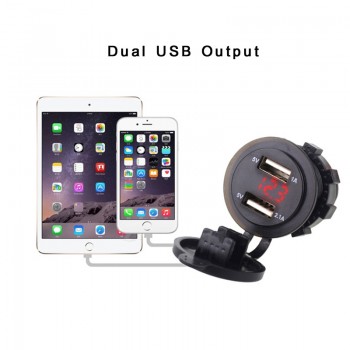 5v 2.1A 12V Dual USB Car Charger Voltmeter Meter Led USB Auto Charger Power Adapter Socket with voltage Boat Truck Motorcycle