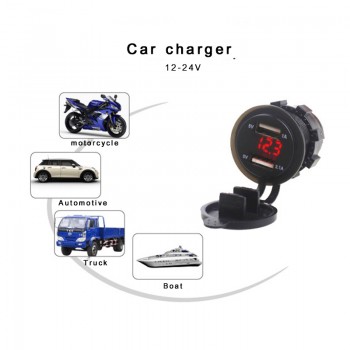 5v 2.1A 12V Dual USB Car Charger Voltmeter Meter Led USB Auto Charger Power Adapter Socket with voltage Boat Truck Motorcycle
