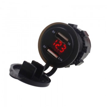 5v 2.1A 12V Dual USB Car Charger Voltmeter Meter Led USB Auto Charger Power Adapter Socket with voltage Boat Truck Motorcycle