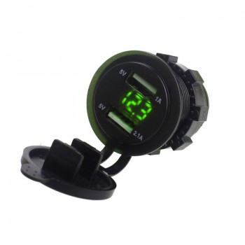 5v 2.1A 12V Dual USB Car Charger Voltmeter Meter Led USB Auto Charger Power Adapter Socket with voltage Boat Truck Motorcycle