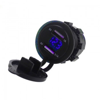 5v 2.1A 12V Dual USB Car Charger Voltmeter Meter Led USB Auto Charger Power Adapter Socket with voltage Boat Truck Motorcycle