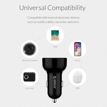 ORICO UPK-2U 15.5W LED Display USB Car Charge ABS Mini Dual USB Charging Phone Charger Car-Charger for iPhone 7 8 Plus Samsung