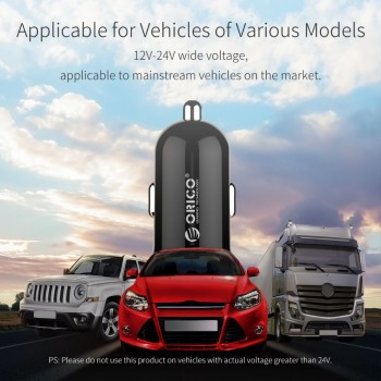 ORICO UPK-2U 15.5W LED Display USB Car Charge ABS Mini Dual USB Charging Phone Charger Car-Charger for iPhone 7 8 Plus Samsung
