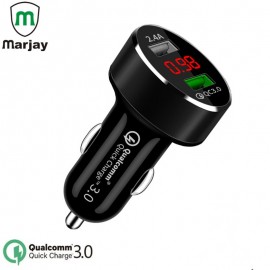 Universal Dual USB Car Charger Quick Charge 3.0 3.1A(Max) Aluminum Digital LED Voltage Display Auto Fast Charging For Smartphone
