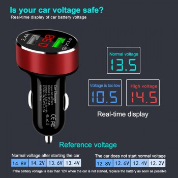Universal Dual USB Car Charger Quick Charge 3.0 3.1A(Max) Aluminum Digital LED Voltage Display Auto Fast Charging For Smartphone