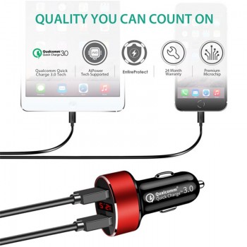Universal Dual USB Car Charger Quick Charge 3.0 3.1A(Max) Aluminum Digital LED Voltage Display Auto Fast Charging For Smartphone
