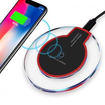 Wireless Charger Crystal Round Charging Pad for iPhone X 8 8 Plus Samsung Galaxy Note 8 S8 S7 S6 Edge and More Qi-Enabled Device