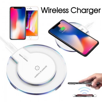 Wireless Charger Crystal Round Charging Pad for iPhone X 8 8 Plus Samsung Galaxy Note 8 S8 S7 S6 Edge and More Qi-Enabled Device