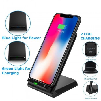 Quick Wireless Charger for iPhone X Xs Max Qi Charger Fast Charging Stand for Samsung Note 9 S8 Plus Wireless Receiver Adapter