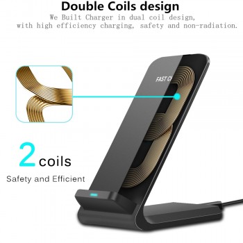 Quick Wireless Charger for iPhone X Xs Max Qi Charger Fast Charging Stand for Samsung Note 9 S8 Plus Wireless Receiver Adapter