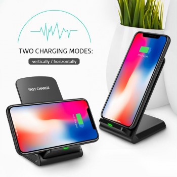 Quick Wireless Charger for iPhone X Xs Max Qi Charger Fast Charging Stand for Samsung Note 9 S8 Plus Wireless Receiver Adapter