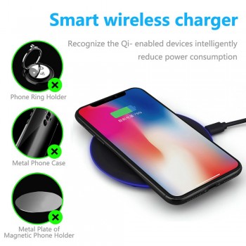 DCAE Wireless Charger for Samsung Galaxy S8 S9 Note 9 8 USB Qi Wireless Charger for iPhone XS Max X 8 Plus Wireless Charging Pad