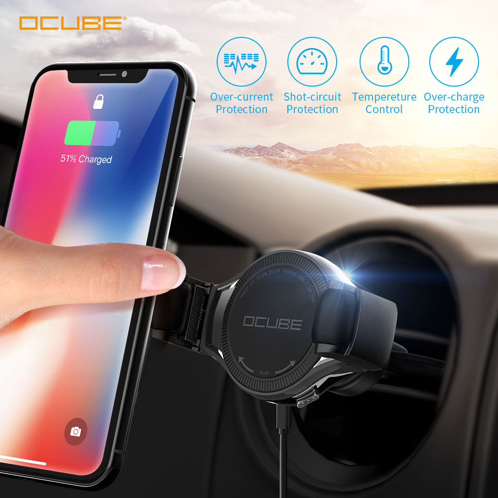 Wireless Charger Car Holder Mount Stand Car Charger Holder For Iphone X 8 Plus Xr Xs Samsung Quick Charge 3.0 Phone Fast Charger