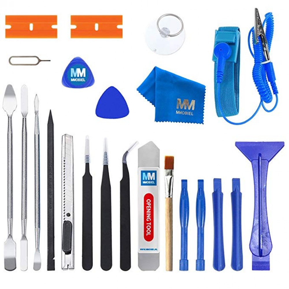 MMOBIEL 23 in 1 Professional Premium Repair Opening Tool Kit set Inkl. Anti Static Wrist Strap for Smartphones, Computers,