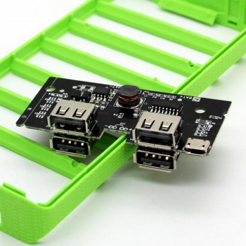 Power Bank Charger Case Shell With LED Flashlight 4 USB Ports Power Bank Shell DIY Kits Powered By 6X18650 Batteries