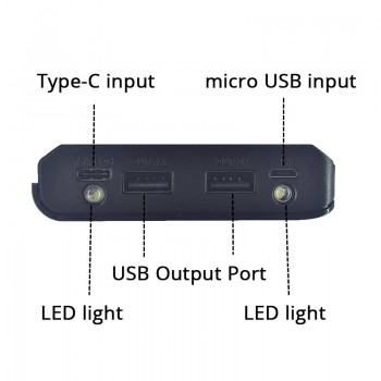 Type C input 2 USB Port Portable DIY 8x18650 Power Bank Battery Box Case Shell Battery Holder Display Powerbank Color Random