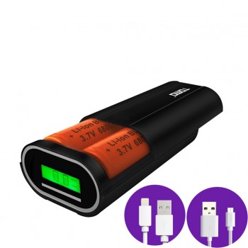 Lovoski TOMO Power Bank 26650 Li-ion Battery Charger DIY Mobile PowerBank Box black