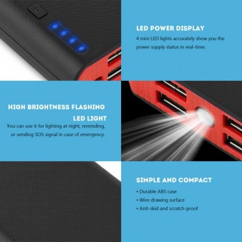 Mobile Phone Power Bank Case 20000mAh Ultra-Large Capacity 4 USB Output Fast Charge DIY Kit For 18650 Battery Box (No Battery)