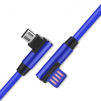 Micro USB Cable 90 Degree 2.1A Fast Charging Cord Data Charger Usb Micro Braided for Samsung Huawei Xiaomi 0.25M 1M 2M 3M Cable