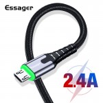 Essager LED Micro USB Cable 2.4A Fast Charging For Samsung Xiaomi Android Mobile Phone Microusb Data Cable 2M USB Charger Cord