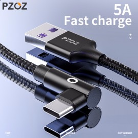 PZOZ 5A usb c cable USB Type C 90 Degree Fast Charging For Huawei P20 P10 Mate 20 Pro 10 Nova 2s Charger usb-c data Type-c cord