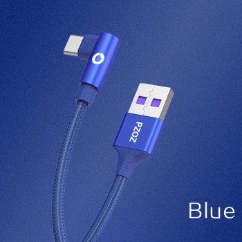 PZOZ 5A usb c cable USB Type C 90 Degree Fast Charging For Huawei P20 P10 Mate 20 Pro 10 Nova 2s Charger usb-c data Type-c cord