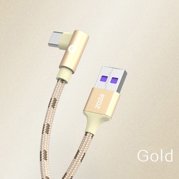 PZOZ 5A usb c cable USB Type C 90 Degree Fast Charging For Huawei P20 P10 Mate 20 Pro 10 Nova 2s Charger usb-c data Type-c cord