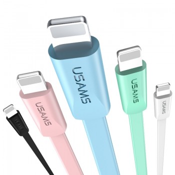 USAMS Lighting Cable for iPhone 6s 6 7 8 Flat 2A Sync Charging Cable for iPhone Charger Cable 2m Mobile Phone Charger Cord