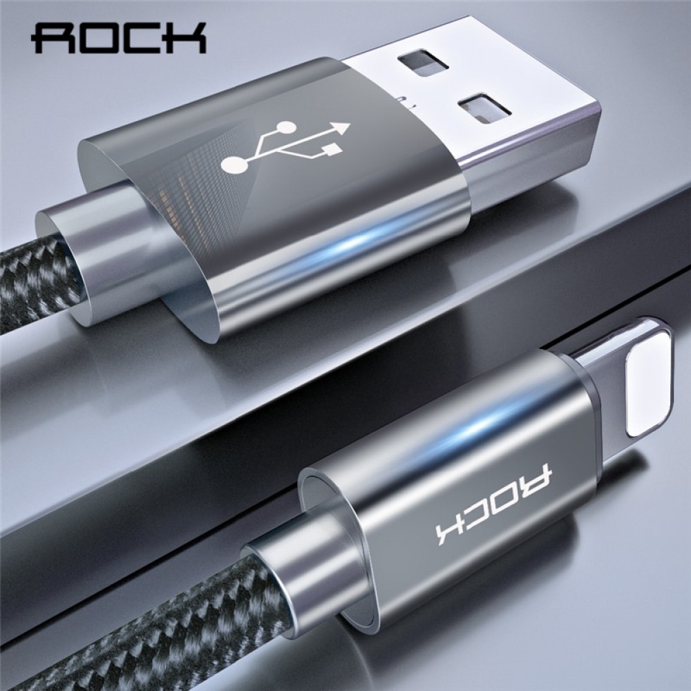ROCK USB Cable for iPhone X 8 7 6 6S Plus 5 5S SE Fast Charging Lighting Cable Sync Data Cord Mobile Phone Wire