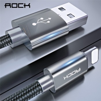 ROCK USB Cable for iPhone X 8 7 6 6S Plus 5 5S SE Fast Charging Lighting Cable Sync Data Cord Mobile Phone Wire
