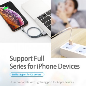 ROCK USB Cable for iPhone X 8 7 6 6S Plus 5 5S SE Fast Charging Lighting Cable Sync Data Cord Mobile Phone Wire