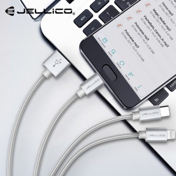Jellico 3 In 1 USB Cable For iPhone Fast Charging Cable For Android Micro USB Type C Type-c 3in1 Mobile Phone Cables Charge Cord