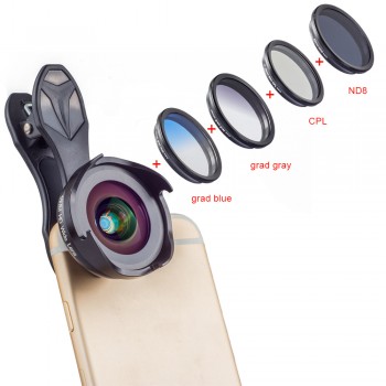 APEXEL phone camera lens kit HD professional wide angle/macro lens with grad filter CPL ND filter for android ios smartphone