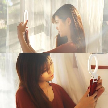 Alloet LED Selfie Ring Light 3 Modes Dimming Photography Live Stream Enhancing Lamp Flash Fill Light for IOS Android phones