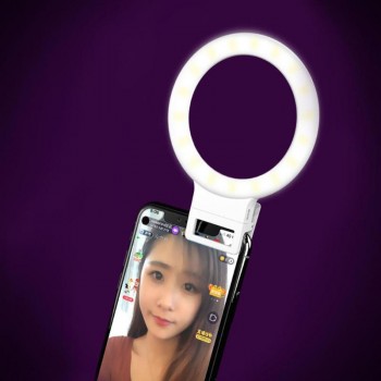 Alloet LED Selfie Ring Light 3 Modes Dimming Photography Live Stream Enhancing Lamp Flash Fill Light for IOS Android phones