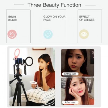 Alloet LED Selfie Ring Light 3 Modes Dimming Photography Live Stream Enhancing Lamp Flash Fill Light for IOS Android phones