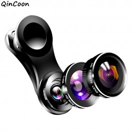 Mini 4K HD Phone Lens Wide Angle + Macro +Fisheye Universal 3 in 1 Camera Kit for Smartphone iPhone Samsung Huawei Xiaomi Mobile
