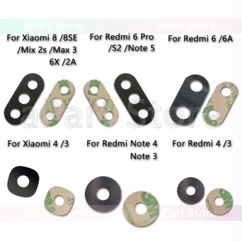 Original Camera Glass For Xiaomi 8 SE A2 6X Mix 2s Max 3 Rear Back Camera Lens Glass + Sticker Replacement