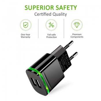 EU 2 Ports Dual USB Charger Mobile Phone 5V 2A Wall Adapter For iPhone 6 Samsung Huawwei Xiaomi LG Travel Charging Charger