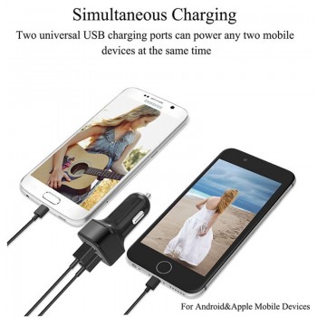 VIKEFON Car Charger 4.8A Fast Usb Charger Car-Charger For Mobile Phone Tablet GPS Dual USB Mini Car Phone Charger Adapter in Car