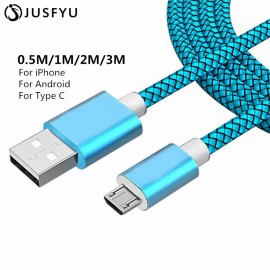 0.5m/50cm/1m/2m/3m Type C Charge Cable Charger Micro USB-C Type-C Nylon Cabel for iPhone Xiaomi Mi6 Samsung Galaxy S8 S9 Plus