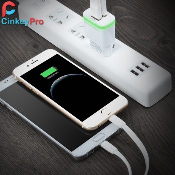 CinkeyPro 2-Ports USB Charger for XiaoMi iPhone 7 8 Samsung LED Light 5V/2.1A Fast Charging Mobile Phone Universal Wall Adapter