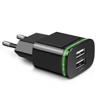 CinkeyPro 2-Ports USB Charger for XiaoMi iPhone 7 8 Samsung LED Light 5V/2.1A Fast Charging Mobile Phone Universal Wall Adapter