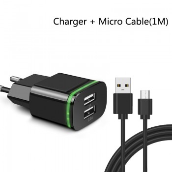 CinkeyPro 2-Ports USB Charger for XiaoMi iPhone 7 8 Samsung LED Light 5V/2.1A Fast Charging Mobile Phone Universal Wall Adapter