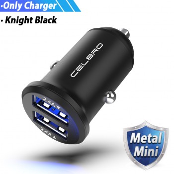 Dual USB Car Charger Adapter 4.8A Mini Metal Car-Charger Mobile Phone Car USB Charger Auto Charge 2 Port 24W for Samsung iPhone