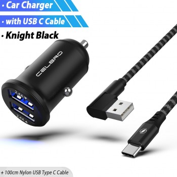 Dual USB Car Charger Adapter 4.8A Mini Metal Car-Charger Mobile Phone Car USB Charger Auto Charge 2 Port 24W for Samsung iPhone